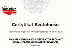 Certyfikat przyznawany w ramach programu Rzetelna Firma